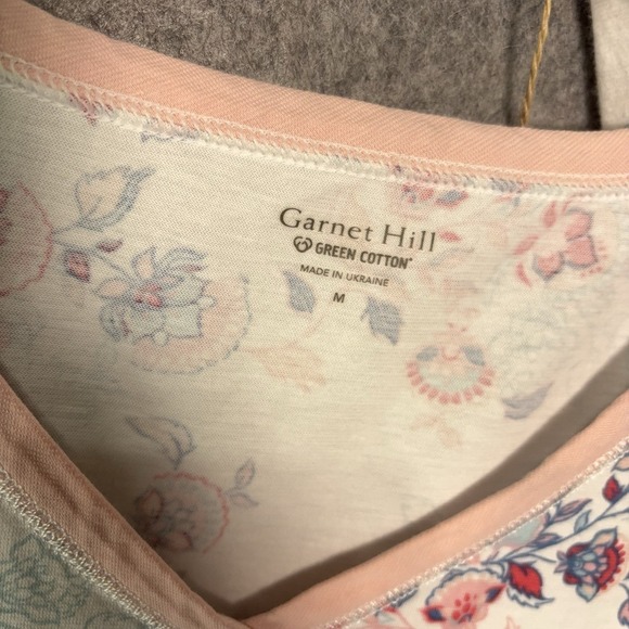 Garnet Hill Asian Wrap Pajama Set Womens Sz M White Floral Organic Lightweight - Picture 6 of 13